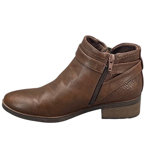 Baretraps Maci Brown Leather Buckle Strap Side Zip Ankle Boots Women 7M - Picture 3 of 11